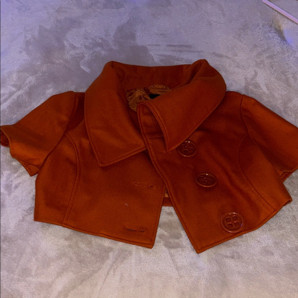 Cropped Peacoat Jacket in Rust
